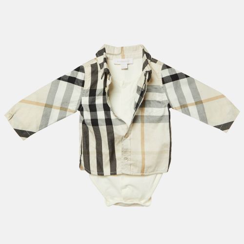 Kids Nova Check Cotton Unisex Shirt Bodysuit 3M - Burberry - Modalova