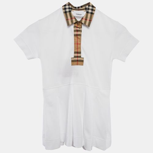 Kids Cotton Piqué Vintage Pleated Dress 6 Yrs - Burberry - Modalova