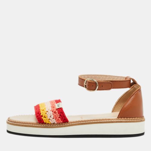 Meril Size 33 Fabric Ankle Strap Flat Sandals - Chloe - Modalova