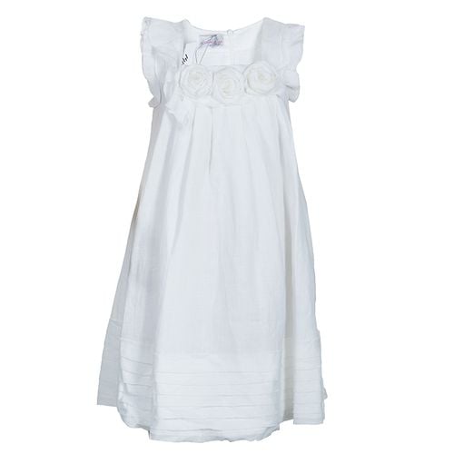 Scervino Street Girls Rosette Detail Linen Dress 6 Yrs - Ermanno Scervino - Modalova