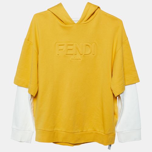 Logo Embossed Cotton Hooded Sweatshirt 12 Yrs - Fendi - Modalova