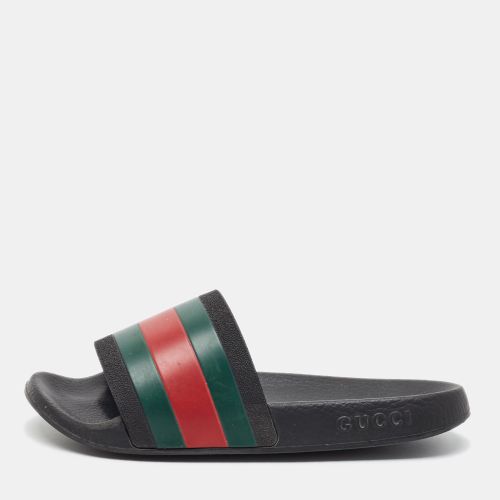 Size 34 Rubber Pursuit Web Flat Slides - Gucci - Modalova