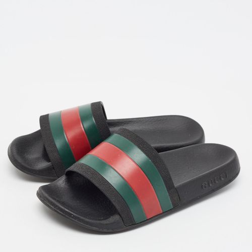 Size 34 Rubber Pursuit Web Flat Slides - Gucci - Modalova