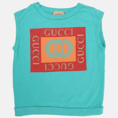 Turquoise Interlocking G Printed Jersey Sleeveless Top 5 Years - Gucci - Modalova