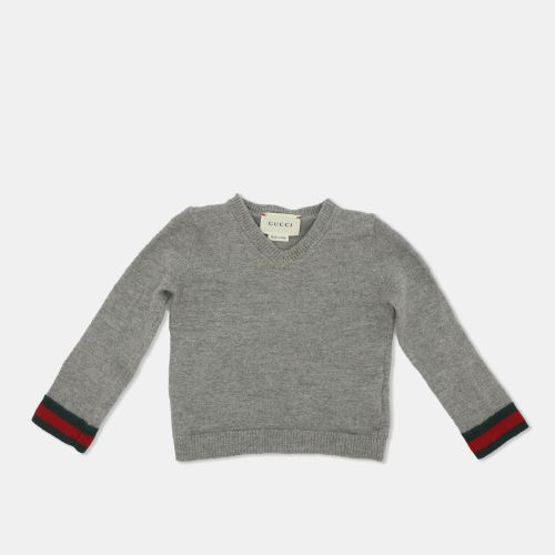 Wool Web V Neck Sweatshirt 24 months - Gucci - Modalova