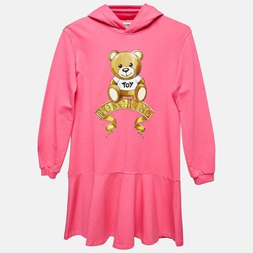 Teen Teddy Print Cotton Hooded Dress 12 Y - Moschino - Modalova