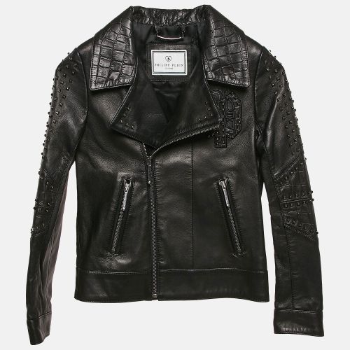 Junior Textured Leather Stud Detail Biker Jacket 8 Yrs - Philipp Plein - Modalova