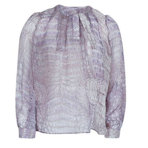 Reptile Print Silk Bow Detail Long Sleeve Blouse 6 Yrs - Roberto Cavalli - Modalova