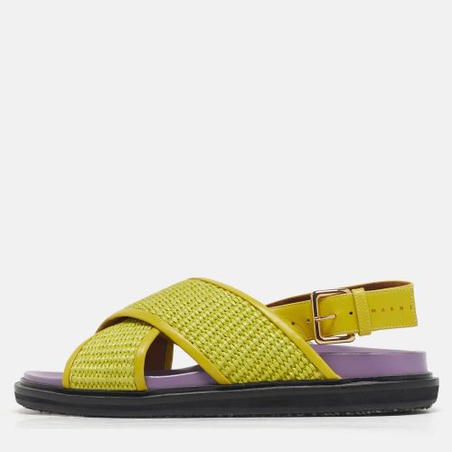 Marni Yellow Raffia Fussbett Flat Sandals Size 41 - Marni - Modalova