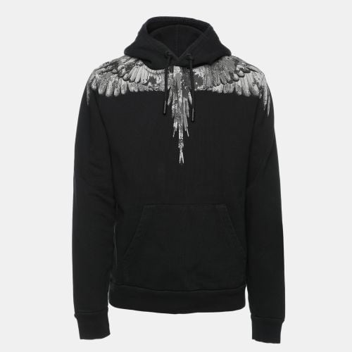 Marcelo Burlon Black Wings Printed Cotton Knit Hoodie S - Marcelo Burlon - Modalova