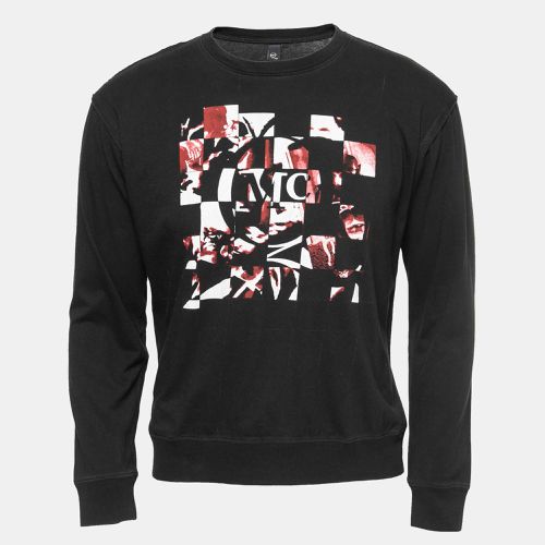 McQ by Alexander McQueen Black Printed Cotton Knit Crew Neck T-Shirt S - McQ by Alexander McQueen - Modalova