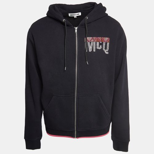 McQ by Alexander McQueen Black Logo Applique Cotton Blend Knit Zip Front Jacket XL - McQ by Alexander McQueen - Modalova