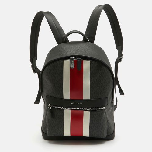 Michael Kors Black/Bright Red Signature Coated Canvas Striped Cooper Backpack - Michael Kors - Modalova