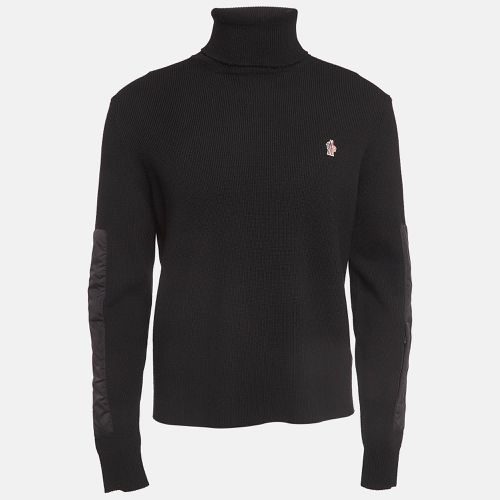 Moncler Grenoble Black Wool Blend Knit Paneled Turtleneck Sweater L - Moncler Grenoble - Modalova