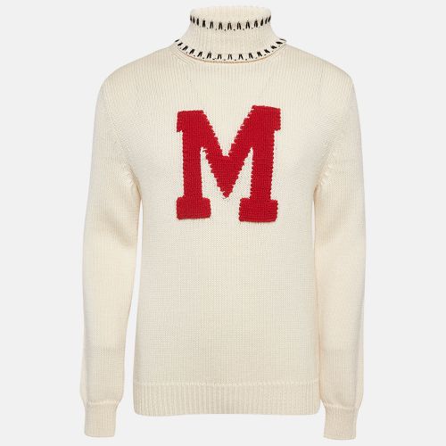 Moncler 2 1952 White Intarsia Wool Knit Turtleneck Sweater L - Moncler - Modalova