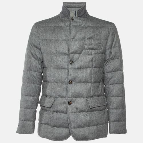 Moncler Grey Wool Rodin Giacca Quilted Down Jacket XL - Moncler - Modalova