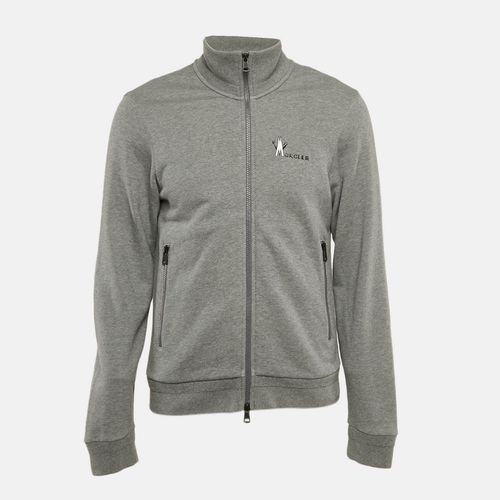 Moncler Grey Logo Print Cotton Knit Zip-Up Jacket M - Moncler - Modalova