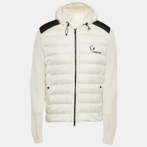 Logo Print Cotton Knit and Quilted Nylon Down Jacket L - Moncler - Modalova