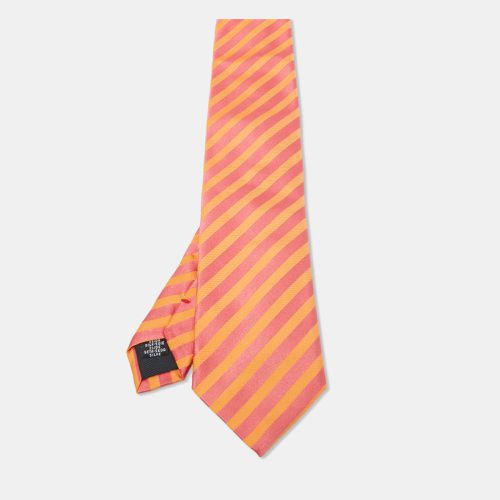 Moschino Orange/Pink Diagonal Striped Silk Tie - Moschino - Modalova