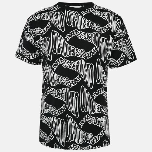 Moschino Black Logo All Over Print Jersey T-Shirt S - Moschino Couture - Modalova