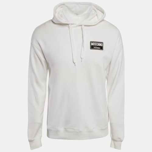 Moschino Couture White Logo Applique Detail Cotton Hooded Sweatshirt XS - Moschino Couture - Modalova