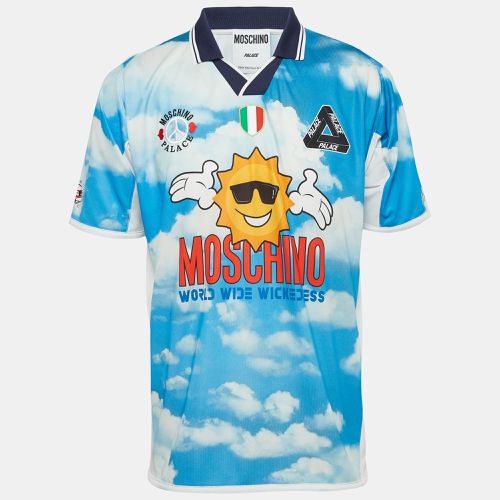 Moschino X Palace Blue Multicolor Jersey Technical Polo T-Shirt M - Moschino - Modalova