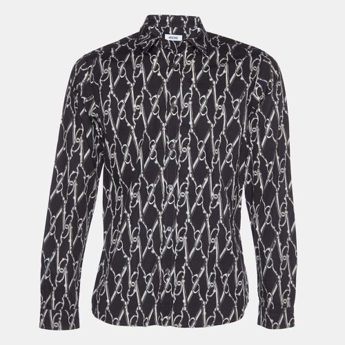 Moschino Black Scissors Print Cotton Shirt M - Moschino - Modalova