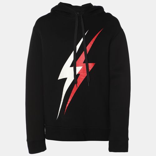 Neil Barrett Black Viscose Lightning Bolt Print Hoodie L - Neil Barrett - Modalova