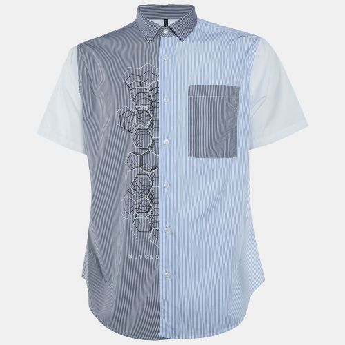 Black Barett by Neil Barrett White Striped Cotton Paneled Short Sleeve Shirt S - Neil Barrett - Modalova