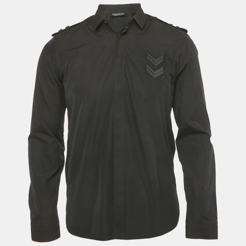 Neil Barrett Black Suede Shoulder Cotton Slim Fit Shirt S - Neil Barrett - Modalova