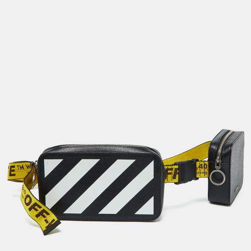 Off White Black Leather Stripe Print Belt Bag - Off-White - Modalova