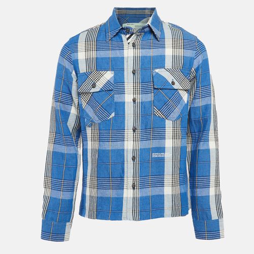 Off-White Blue Tartan Check Linen Blend Long Sleeve Shirt XS - Off-White - Modalova