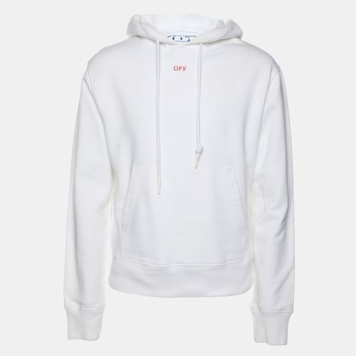 Off-White White Cotton Knit Logo Print Hoodie S - Off-White - Modalova