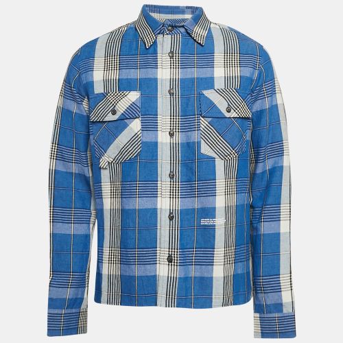 Off-White Blue Tartan Check Linen Blend Long Sleeve Shirt S - Off-White - Modalova