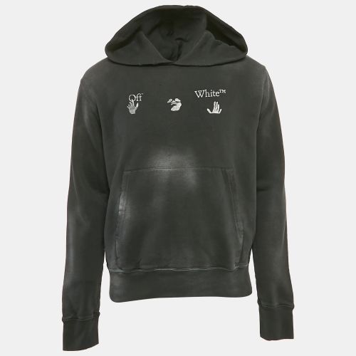 Off-White Black Faded Vintage Print Cotton Print Hoodie L - Off-White - Modalova