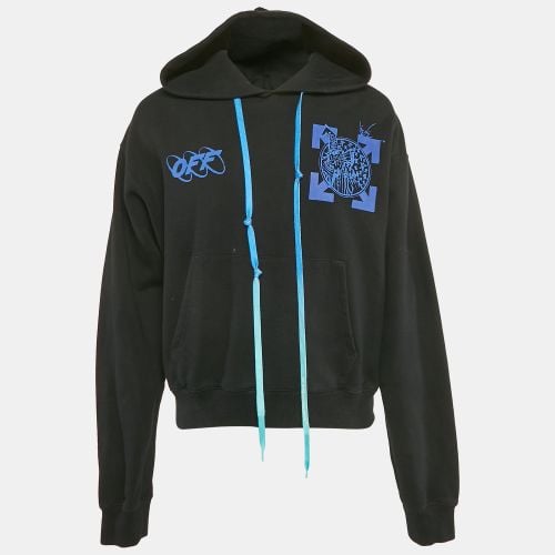 Wizard and Cat Print Cotton Hoodie M - Off-White - Modalova