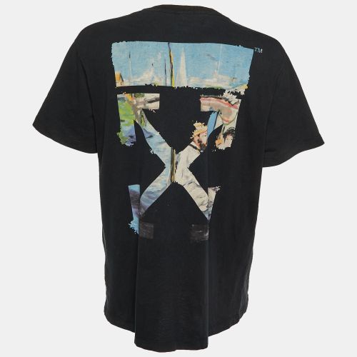 Arrow Print Cotton Oversized T-Shirt S - Off-White - Modalova