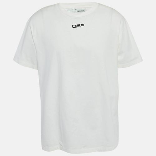 Off-White White Printed Cotton Crew Neck Oversized T-Shirt S - Off-White - Modalova