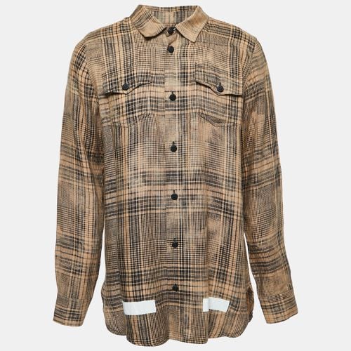 Off-White Beige Plaid Linen Button Front Full Sleeve Shirt M - Off-White - Modalova