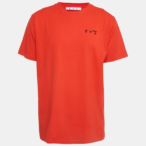 Off-White Red Logo Embroidered Cotton T-Shirt XL - Off-White - Modalova