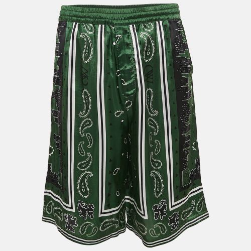 Off-White Green Bandana Print Satin Bermuda Shorts M - Off-White - Modalova