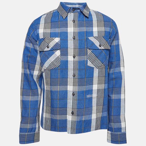 Off-White Blue Checked Linen-Blend Shirt S - Off-White - Modalova