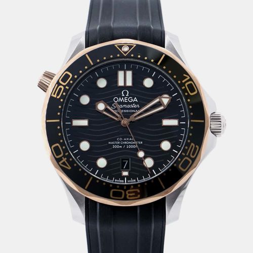 Omega Black Dial Stainless Steel Rubber Seamaster Diver 300M Wristwatch 42 mm - Omega - Modalova