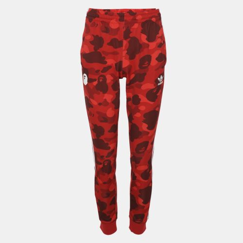 A Bathing Ape X Adidas Red Camouflage Print Polyester Drawstring Joggers S - A Bathing Ape - Modalova