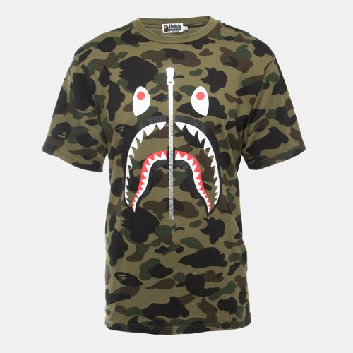 A Bathing Ape Military Green Camo Shark Print Cotton Crew Neck Half Sleeve T-Shirt XL - A Bathing Ape - Modalova