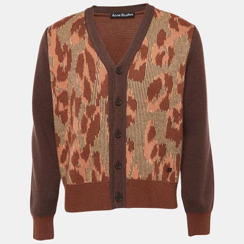 Acne Studios Brown Patterned Wool Knit Cardigan M - Acne Studios - Modalova