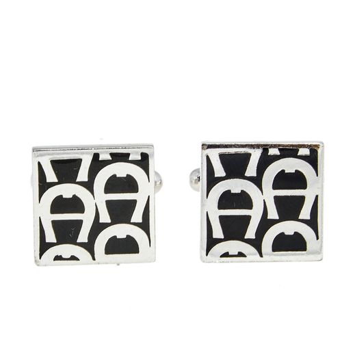 Aigner Black Enamel Logo Square Cufflinks - Aigner - Modalova