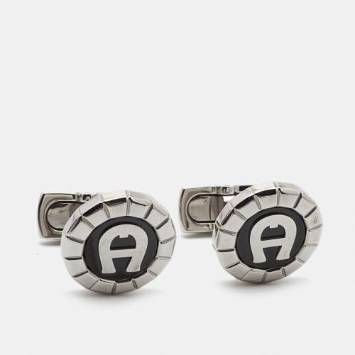 Aigner Oseo Carbon Fiber Silver Tone Cufflinks - Aigner - Modalova