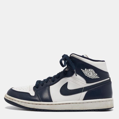 Air Jordans Blue/White Leather Jordan 1 Mid Obsidian Sneakers Size 41 - Air Jordans - Modalova