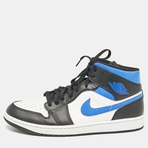 Air Jordans White/Black Leather Jordan 1 Mid Racer Blue Sneakers Size 47.5 - Air Jordans - Modalova